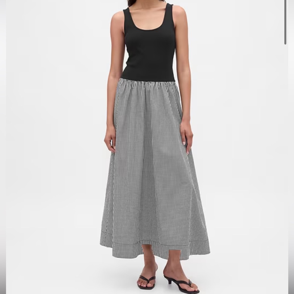 Gap Mixed Media Drop Waist Gingham Dress
